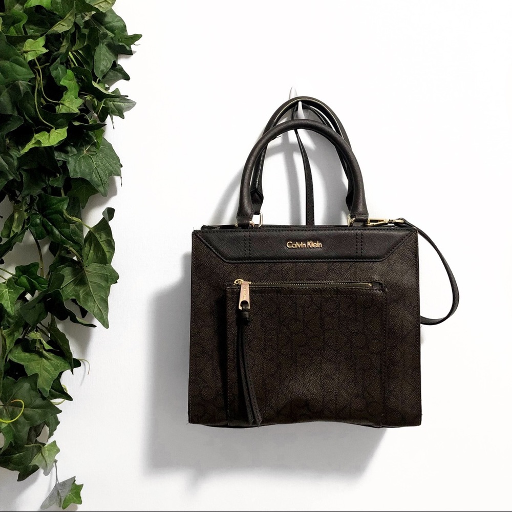 Calvin Klein Brown Logo Crossbody Purse Bag